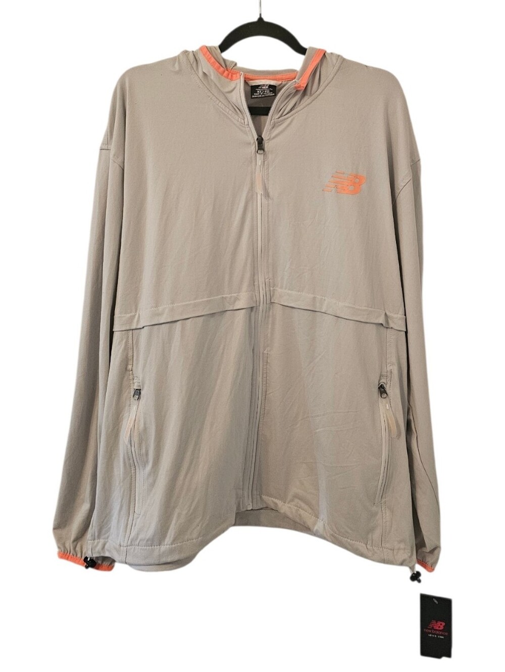 Grey and Orange New Balance Men's Active Zip Up Hoodie